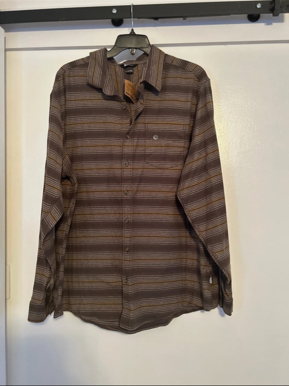 Eddie Bauer Brown Striped Long-Sleeve Button-Down Shirt